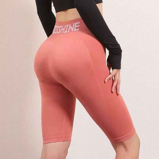 D10099 Sports Women's Mid-Length Yoga Shorts Gym Peach Lift Elastic Tight Quick-Dry High-Waist Running Training Shorts