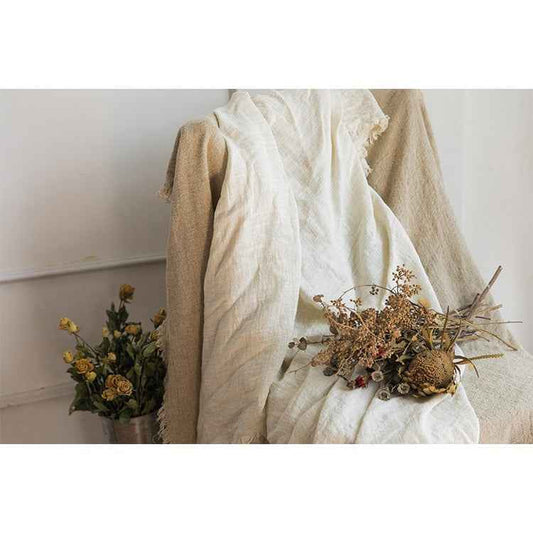 H30001 Minimalist Sofa Cover Solid Color Linen Full Cover Cream Nordic Ins Style Full Cover Photography Decoration