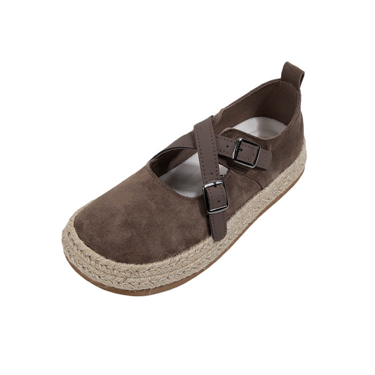 F100013 White Deer Shoes Simple Niche Design Street Fashion Retro Pastoral American Melad Flat Shoes Wholesale - Ivana Supply Store