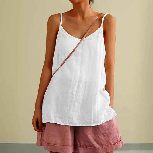 B10001 Cotton Linen Camisole Women's Summer New Loose Cotton Linen Inner Wear Sleeveless Versatile Base Top