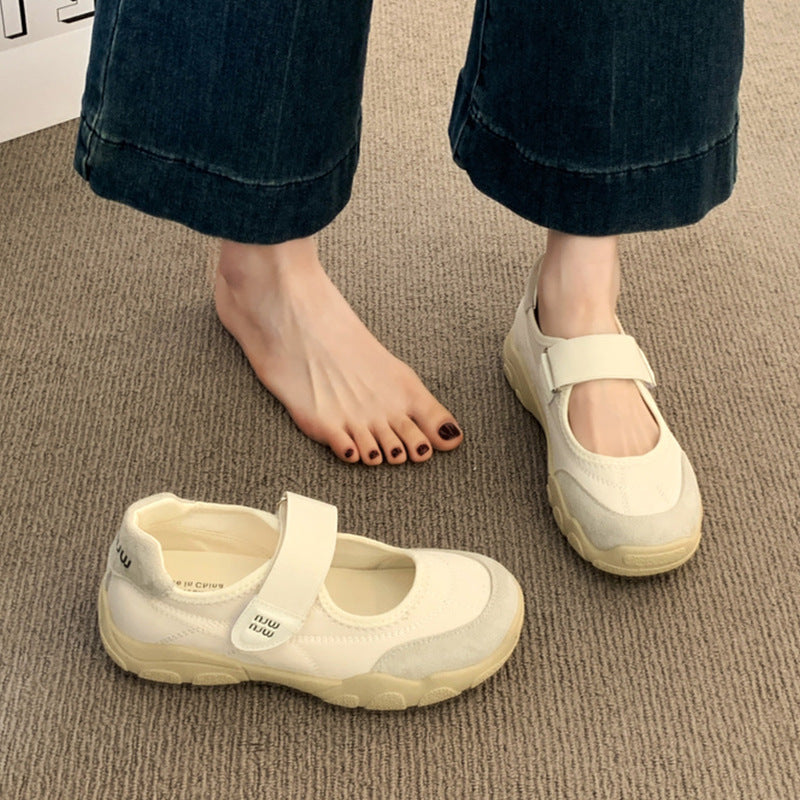 F10009 French Mary Jane Women's Shoes New Summer Velcro Matching Dress Thick Sole Beautiful Comfortable Small Flats - Ivana Supply Store