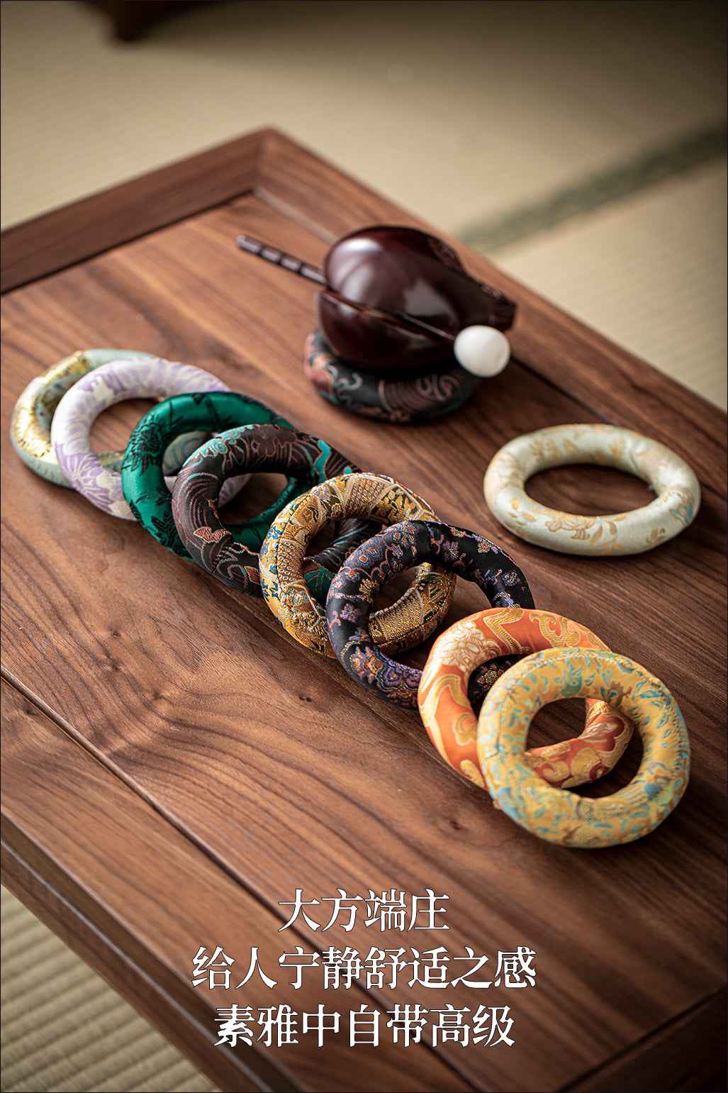 H10002 Nepalese Handmade Sewn Buddha Sound Bowl Mat, Singing Bowl Mat, Copper Bowl Mat, Cotton Cloth Mat, Buddha Sound Bowl Matching Mat