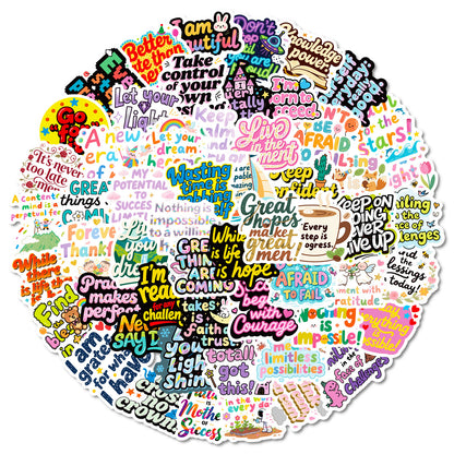 K10006 56 English Inspirational Text Stickers Healing Phrases Skateboard Water Bottle Personalized Waterproof Stickers Wholesale - Ivana Supply Store