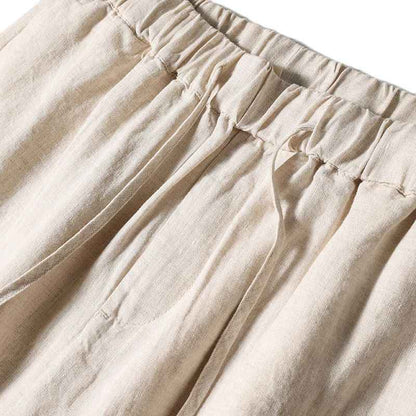 D20001 Breathable and Comfortable 100% Linen Summer Men's Loose Soft Straight-Leg Nine-Point Casual Linen Pants Men's Clothing