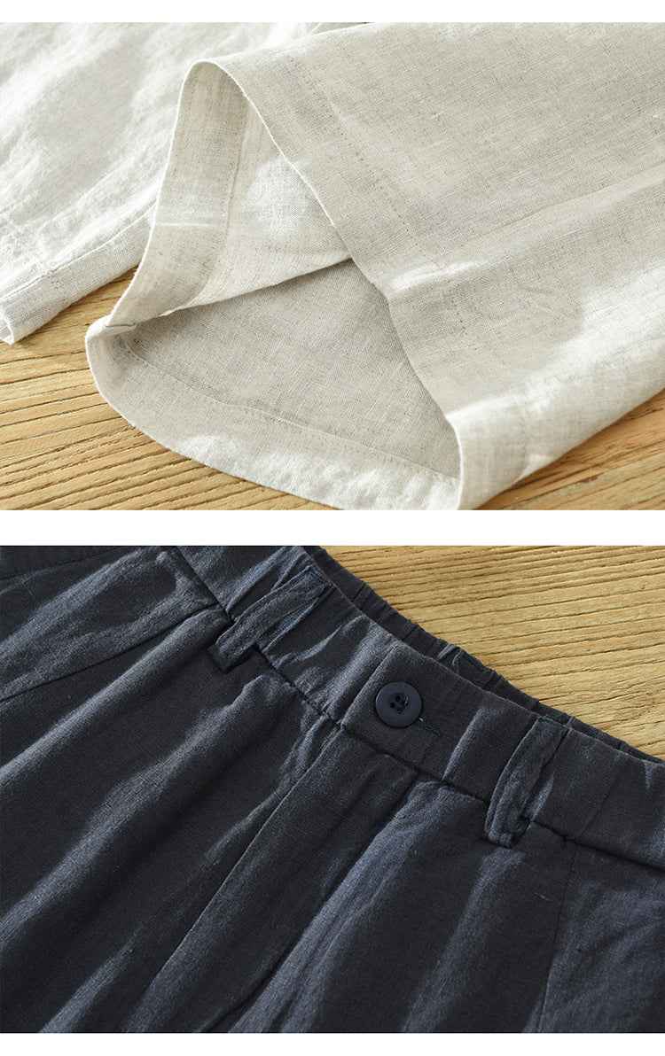 D20004 Summer Thin Linen Casual Pants Men Loose Breathable Elastic Waist Beach Shorts Men's Clothing One Piece Dropshipping