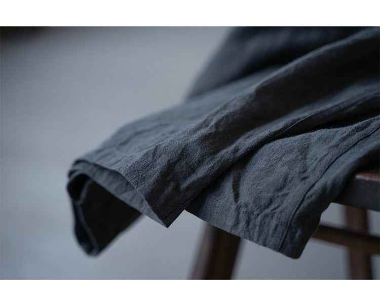 D10003 Summer Gray 95%+ Linen High-Density Woven Elastic Waist Drawstring Loose Carrot Wide-Leg Pants