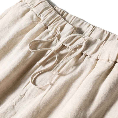 D20001 Breathable and Comfortable 100% Linen Summer Men's Loose Soft Straight-Leg Nine-Point Casual Linen Pants Men's Clothing