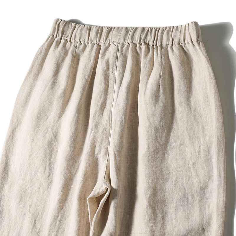 D20001 Breathable and Comfortable 100% Linen Summer Men's Loose Soft Straight-Leg Nine-Point Casual Linen Pants Men's Clothing