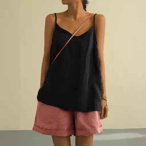 B10001 Cotton Linen Camisole Women's Summer New Loose Cotton Linen Inner Wear Sleeveless Versatile Base Top