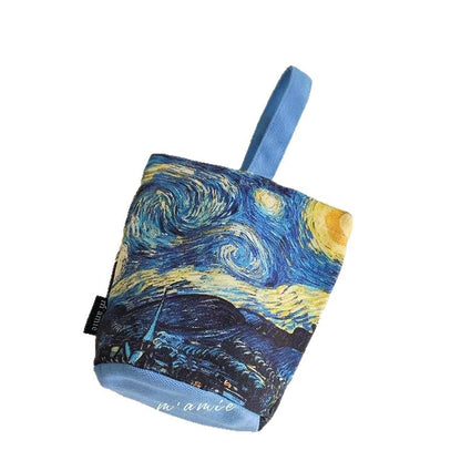 E10004 Van Gogh Painting Bucket Bag Portable Small Handbag Mommy Bag Outdoor Tote Bag Office Lunch Bag - Ivana Supply Store