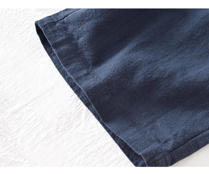 D20002 Japanese Style Elastic Drawstring Ramie Casual 70%+ Ramie Linen Shorts Men's Summer Beach Versatile Loose Cotton Linen Five-Point Shorts 8227