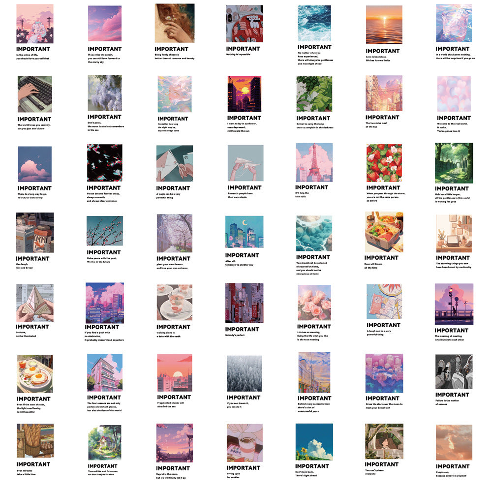 K10005 50 Sheets of INS Healing English Graffiti Stickers Personalized Decoration Guitar Notebook Luggage DIY Waterproof Stickers - Ivana Supply Store