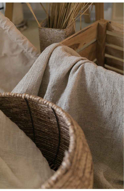 H30001 Minimalist Sofa Cover Solid Color Linen Full Cover Cream Nordic Ins Style Full Cover Photography Decoration