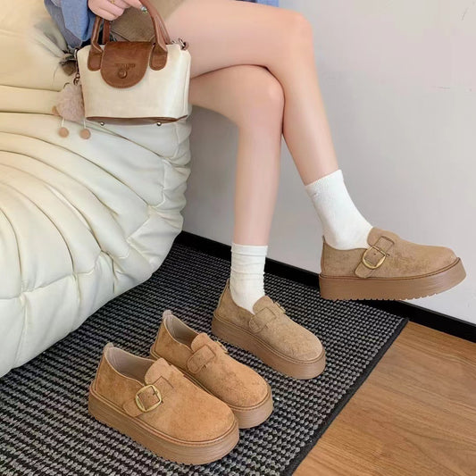 F10007 Thick-Soled Birkenstock Shoes for Women, Slip-On, Height-Increasing, Autumn New French Mary Jane Leather Shoes, Single Shoes - Ivana Supply Store