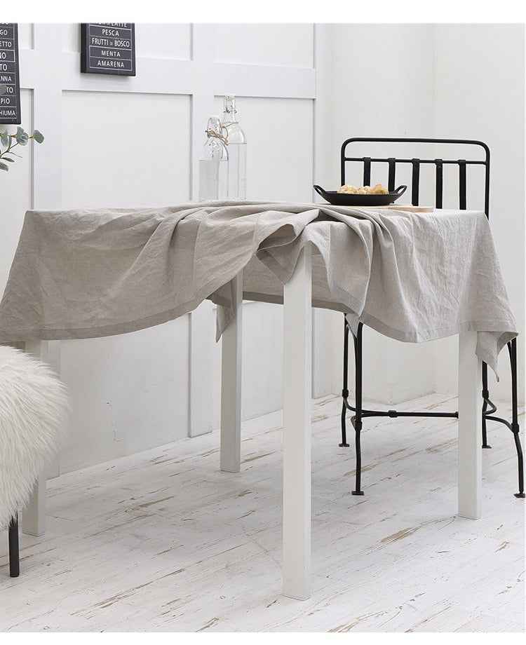 H40002 Solid Color Tablecloth 100% Cotton Fabric Artistic Nordic Japanese Style Atmosphere High-end Pink Table Cover Coffee Table Heat-resistant Rectangular