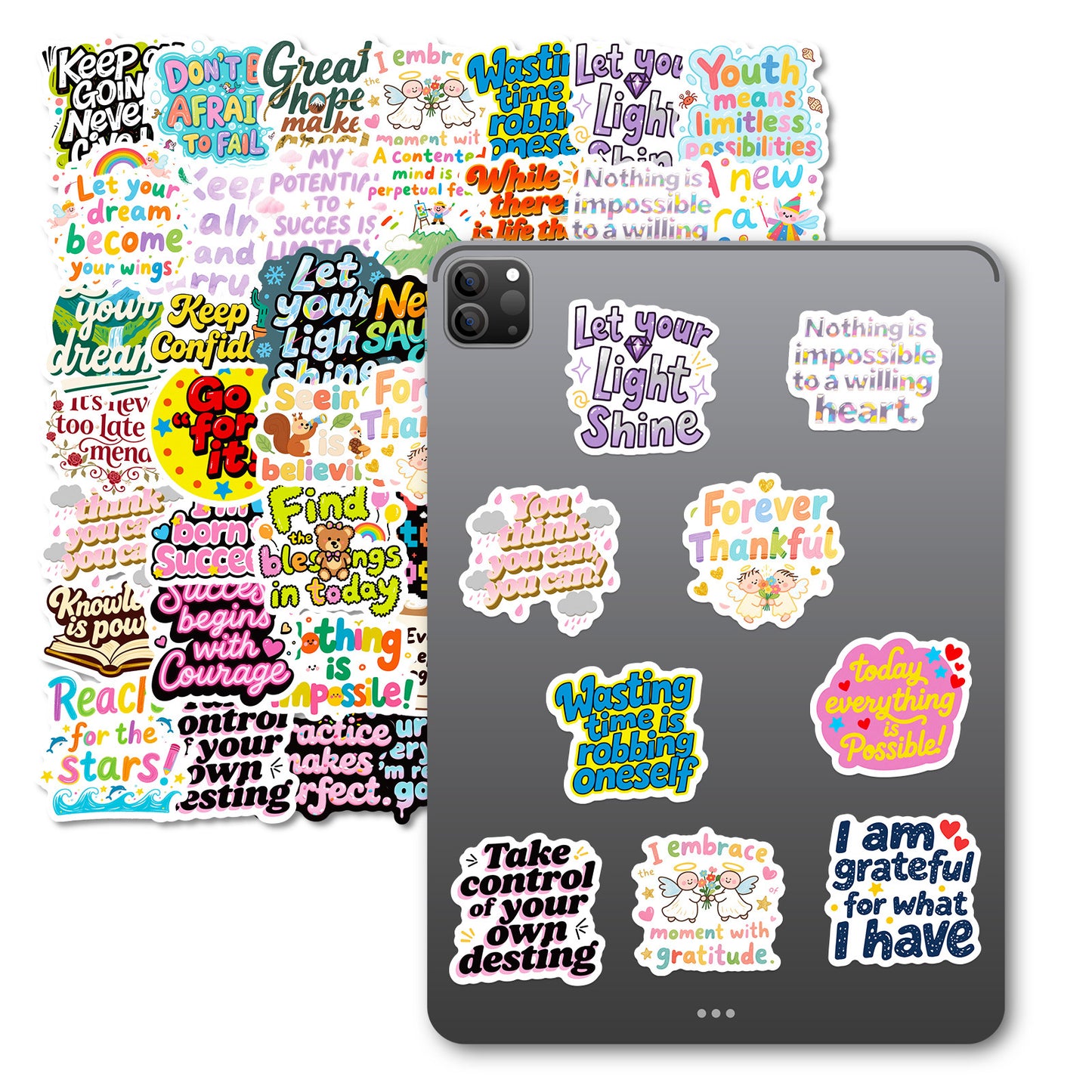 K10006 56 English Inspirational Text Stickers Healing Phrases Skateboard Water Bottle Personalized Waterproof Stickers Wholesale - Ivana Supply Store