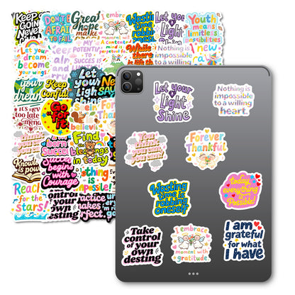 K10006 56 English Inspirational Text Stickers Healing Phrases Skateboard Water Bottle Personalized Waterproof Stickers Wholesale - Ivana Supply Store