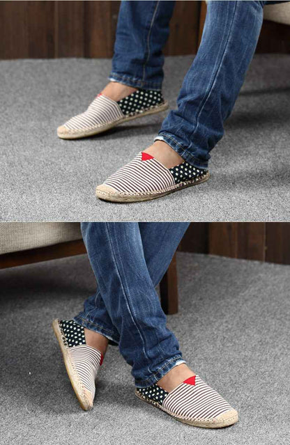 F10001 Spring and Autumn New Linen Shoes Breathable Men and Women Straw Woven Canvas Shoes Handmade Sewing Hemp Rope Shoes Slip-on Shoes