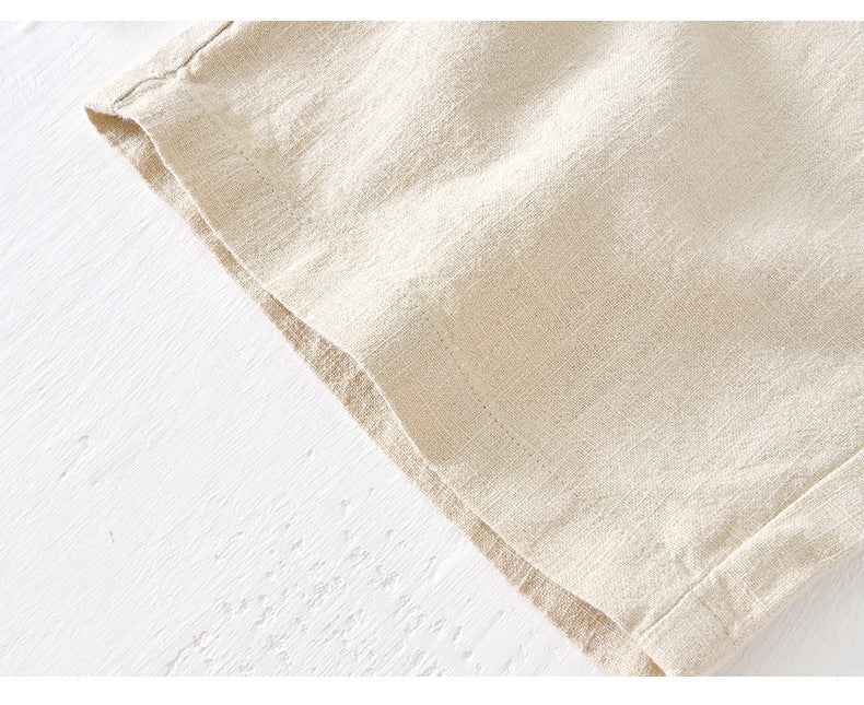 D20002 Japanese Style Elastic Drawstring Ramie Casual 70%+ Ramie Linen Shorts Men's Summer Beach Versatile Loose Cotton Linen Five-Point Shorts 8227