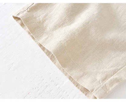 D20002 Japanese Style Elastic Drawstring Ramie Casual 70%+ Ramie Linen Shorts Men's Summer Beach Versatile Loose Cotton Linen Five-Point Shorts 8227