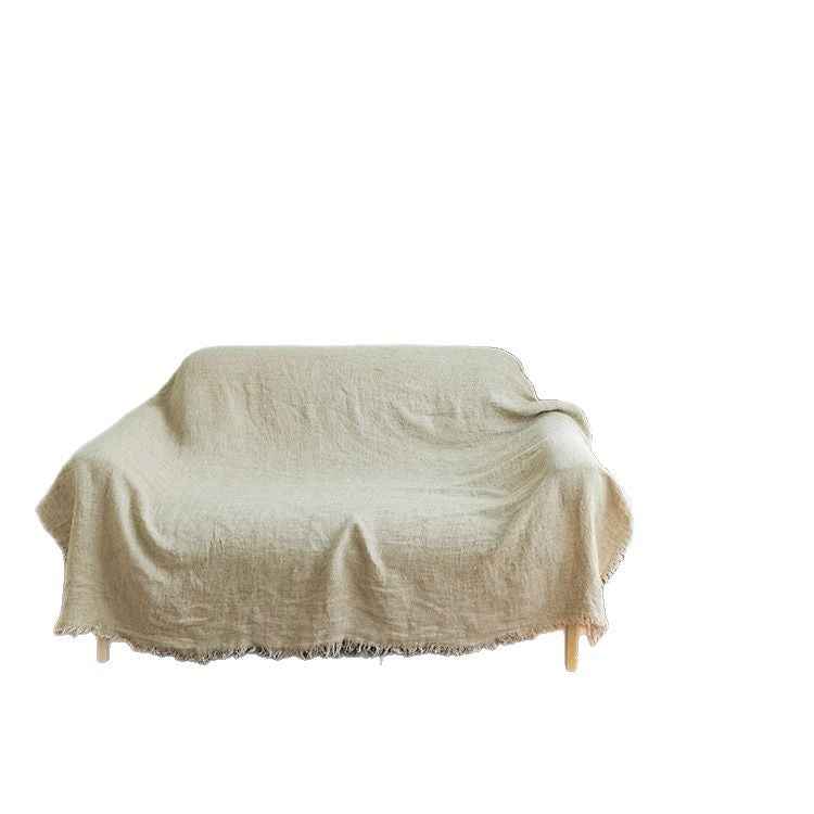 H30001 Minimalist Sofa Cover Solid Color Linen Full Cover Cream Nordic Ins Style Full Cover Photography Decoration