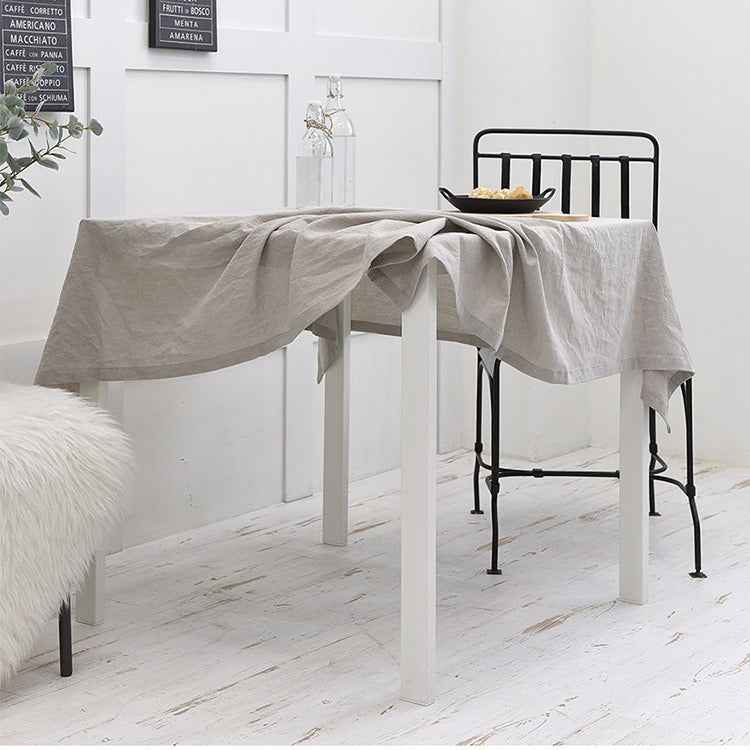 H40002 Solid Color Tablecloth 100% Cotton Fabric Artistic Nordic Japanese Style Atmosphere High-end Pink Table Cover Coffee Table Heat-resistant Rectangular