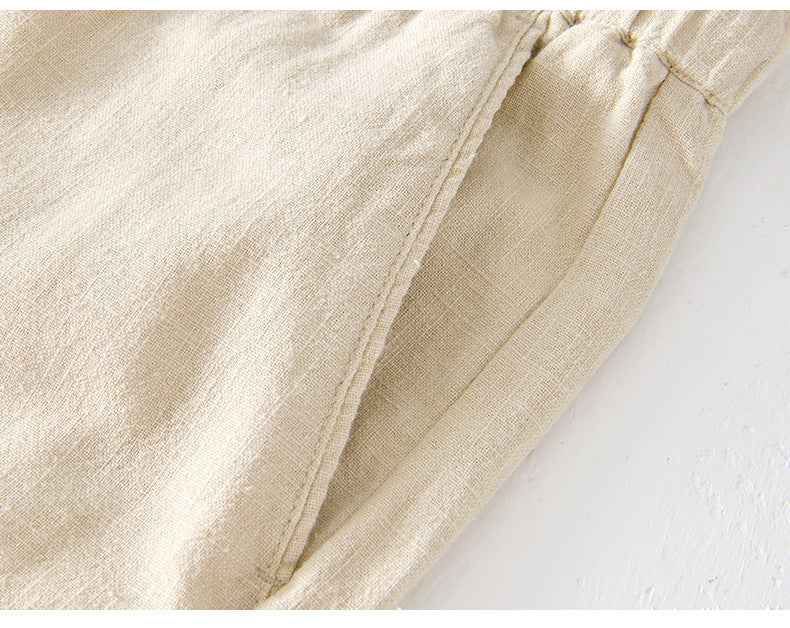 D20002 Japanese Style Elastic Drawstring Ramie Casual 70%+ Ramie Linen Shorts Men's Summer Beach Versatile Loose Cotton Linen Five-Point Shorts 8227