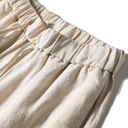 D20001 Breathable and Comfortable 100% Linen Summer Men's Loose Soft Straight-Leg Nine-Point Casual Linen Pants Men's Clothing