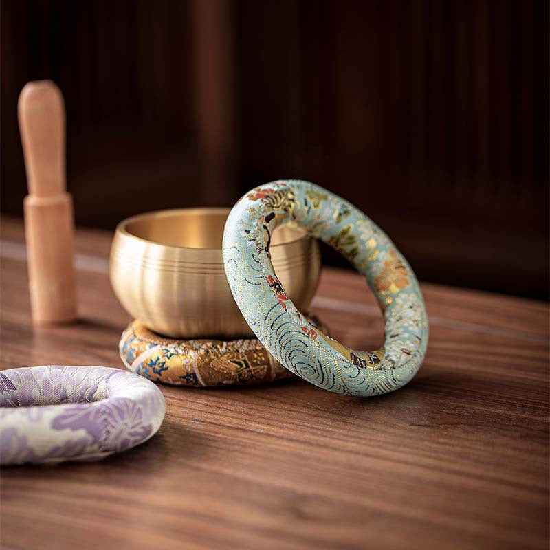 H10002 Nepalese Handmade Sewn Buddha Sound Bowl Mat, Singing Bowl Mat, Copper Bowl Mat, Cotton Cloth Mat, Buddha Sound Bowl Matching Mat