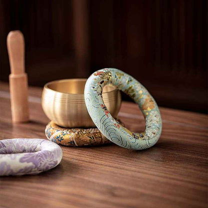 H10002 Nepalese Handmade Sewn Buddha Sound Bowl Mat, Singing Bowl Mat, Copper Bowl Mat, Cotton Cloth Mat, Buddha Sound Bowl Matching Mat