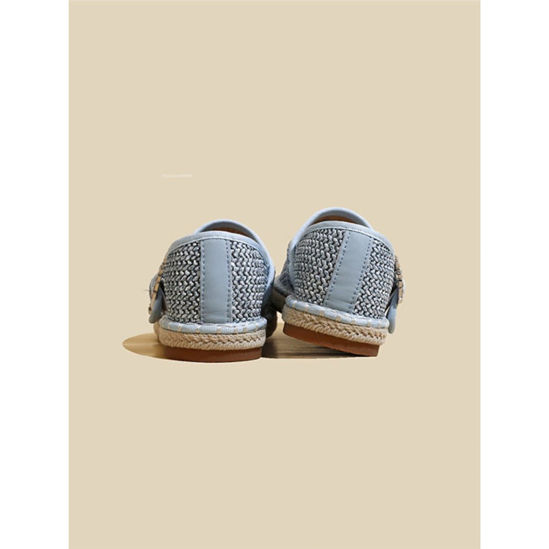 F10006 Round Toe Flat Woven Strap Shallow Mouth Single Shoes for Women Spring Summer New Casual Versatile Mary Jane Shoes - Ivana Supply Store