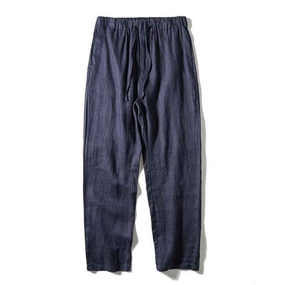 D20001 Breathable and Comfortable 100% Linen Summer Men's Loose Soft Straight-Leg Nine-Point Casual Linen Pants Men's Clothing