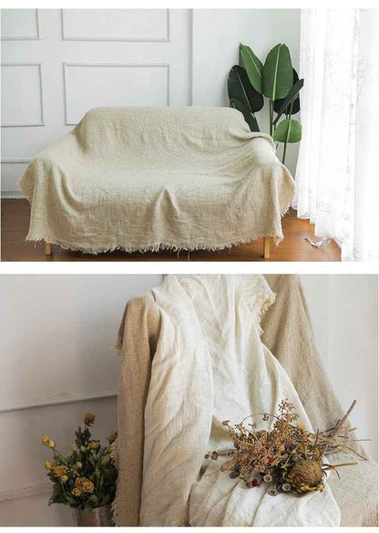 H30001 Minimalist Sofa Cover Solid Color Linen Full Cover Cream Nordic Ins Style Full Cover Photography Decoration