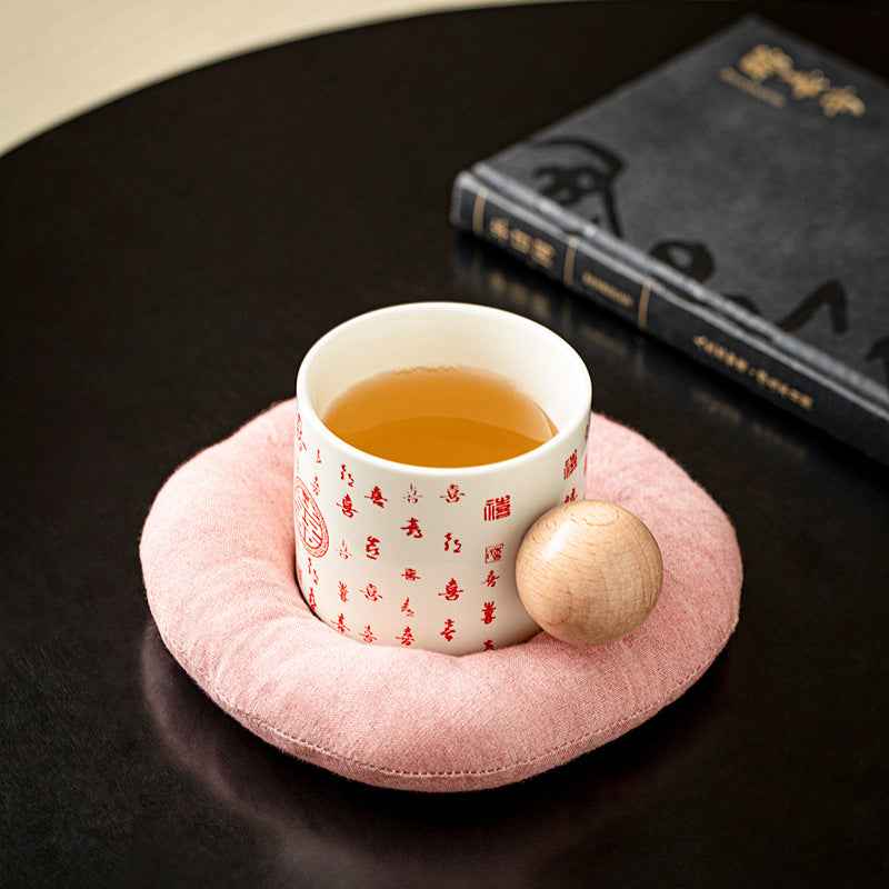 H10001 Simple Fabric Coaster 100% Cotton Padded Round Heat Insulation Anti-scalding Water Tea Cup Teapot Tea Mat Jewelry Watch Key Holder