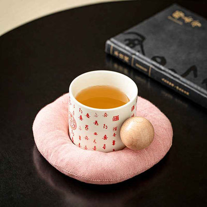 H10001 Simple Fabric Coaster 100% Cotton Padded Round Heat Insulation Anti-scalding Water Tea Cup Teapot Tea Mat Jewelry Watch Key Holder