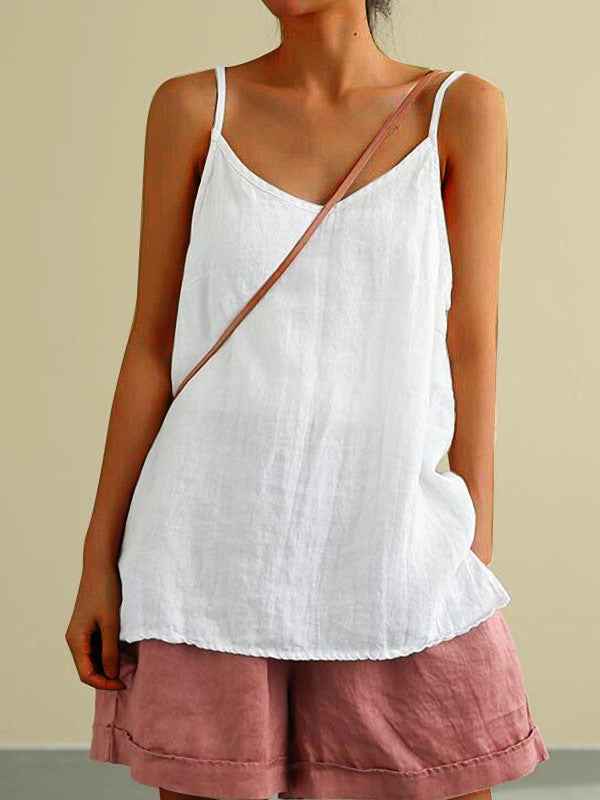 B10001 Cotton Linen Camisole Women's Summer New Loose Cotton Linen Inner Wear Sleeveless Versatile Base Top