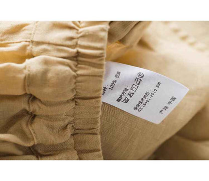 D10002 Japanese Style Commuting Simple Custom Pure Linen Artistic Loose Elastic Waist Drawstring Casual Comfortable Wide-Leg Nine-Point Skirt Pants