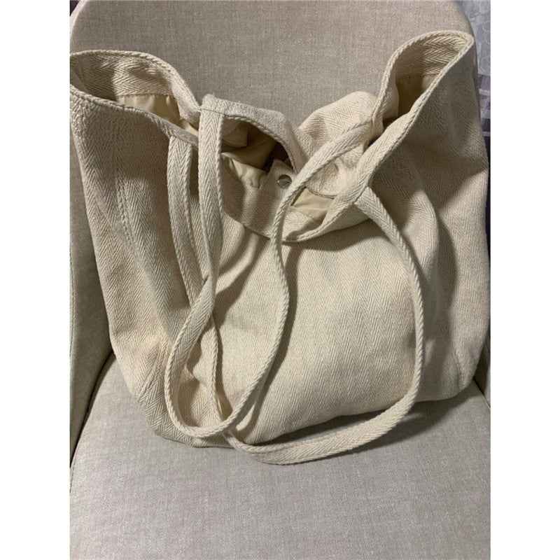 E10001 Large Capacity Korean Style Bag for Women, Diagonal Striped Canvas Commuter Shoulder Handbag, Casual Women's Bag, Simple Lazy Shopping Bag, Trendy