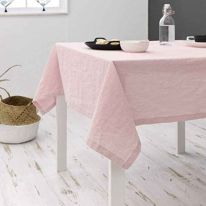 H40002 Solid Color Tablecloth 100% Cotton Fabric Artistic Nordic Japanese Style Atmosphere High-end Pink Table Cover Coffee Table Heat-resistant Rectangular