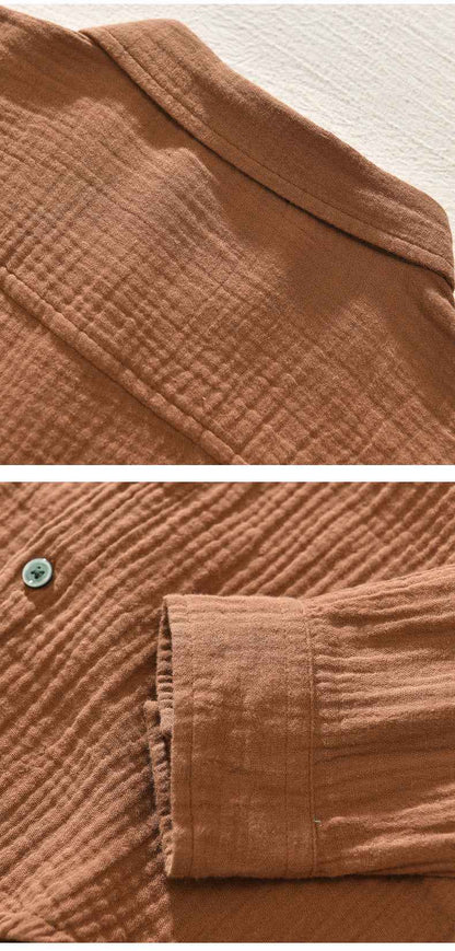 B20003 Spring and Autumn New Solid Color Long Sleeve Shirt 100% Cotton Pure Cotton Comfortable Fashion Turn-down Collar Casual Shirt One Piece Dropshipping 2093