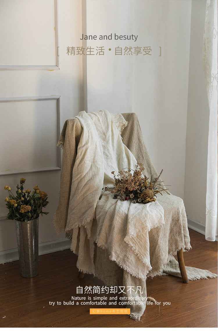 H30001 Minimalist Sofa Cover Solid Color Linen Full Cover Cream Nordic Ins Style Full Cover Photography Decoration