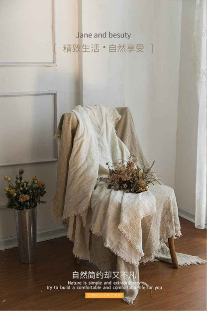 H30001 Minimalist Sofa Cover Solid Color Linen Full Cover Cream Nordic Ins Style Full Cover Photography Decoration