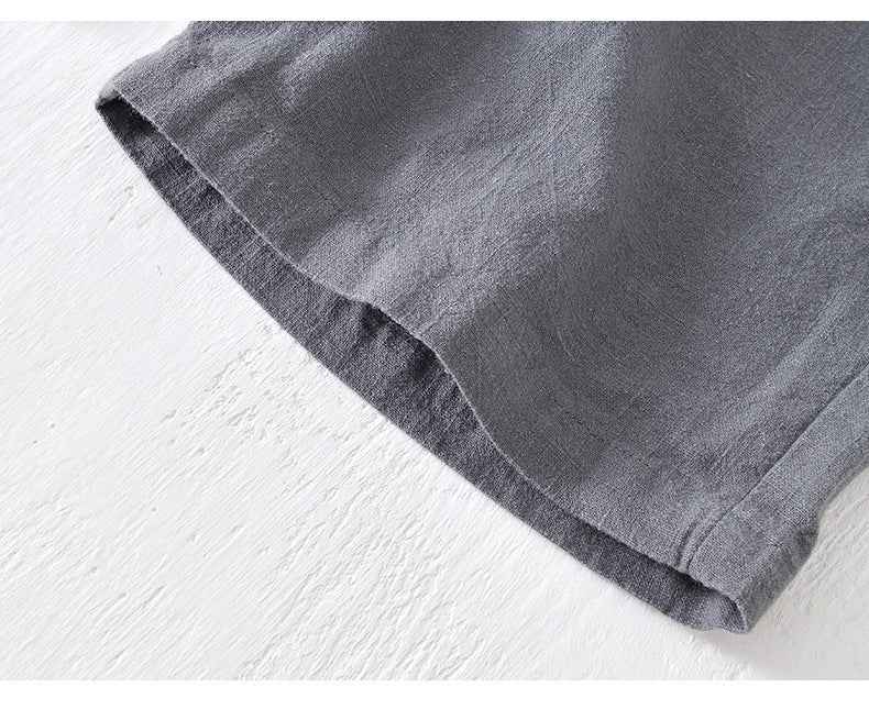 D20002 Japanese Style Elastic Drawstring Ramie Casual 70%+ Ramie Linen Shorts Men's Summer Beach Versatile Loose Cotton Linen Five-Point Shorts 8227