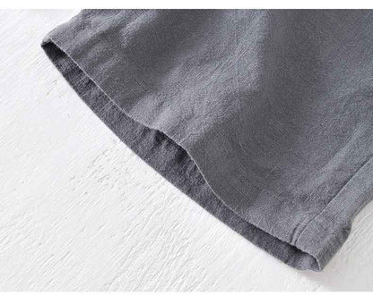 D20002 Japanese Style Elastic Drawstring Ramie Casual 70%+ Ramie Linen Shorts Men's Summer Beach Versatile Loose Cotton Linen Five-Point Shorts 8227