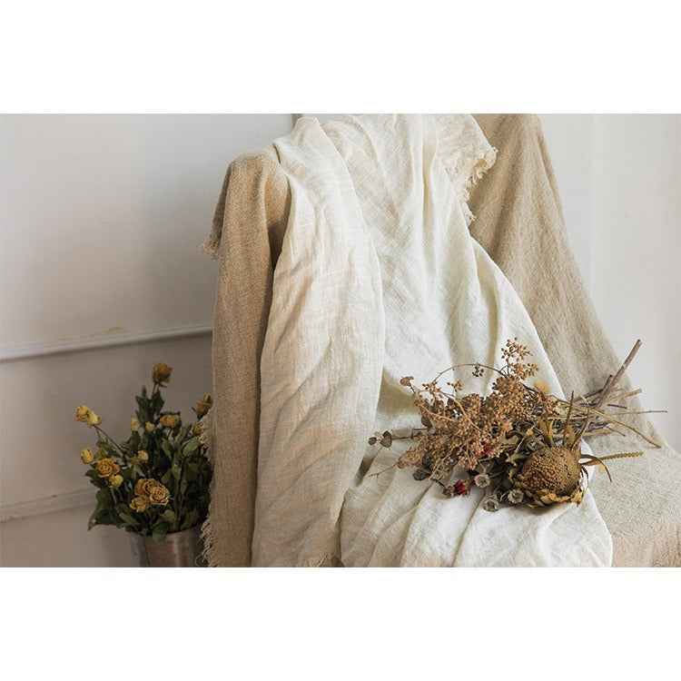 H30001 Minimalist Sofa Cover Solid Color Linen Full Cover Cream Nordic Ins Style Full Cover Photography Decoration