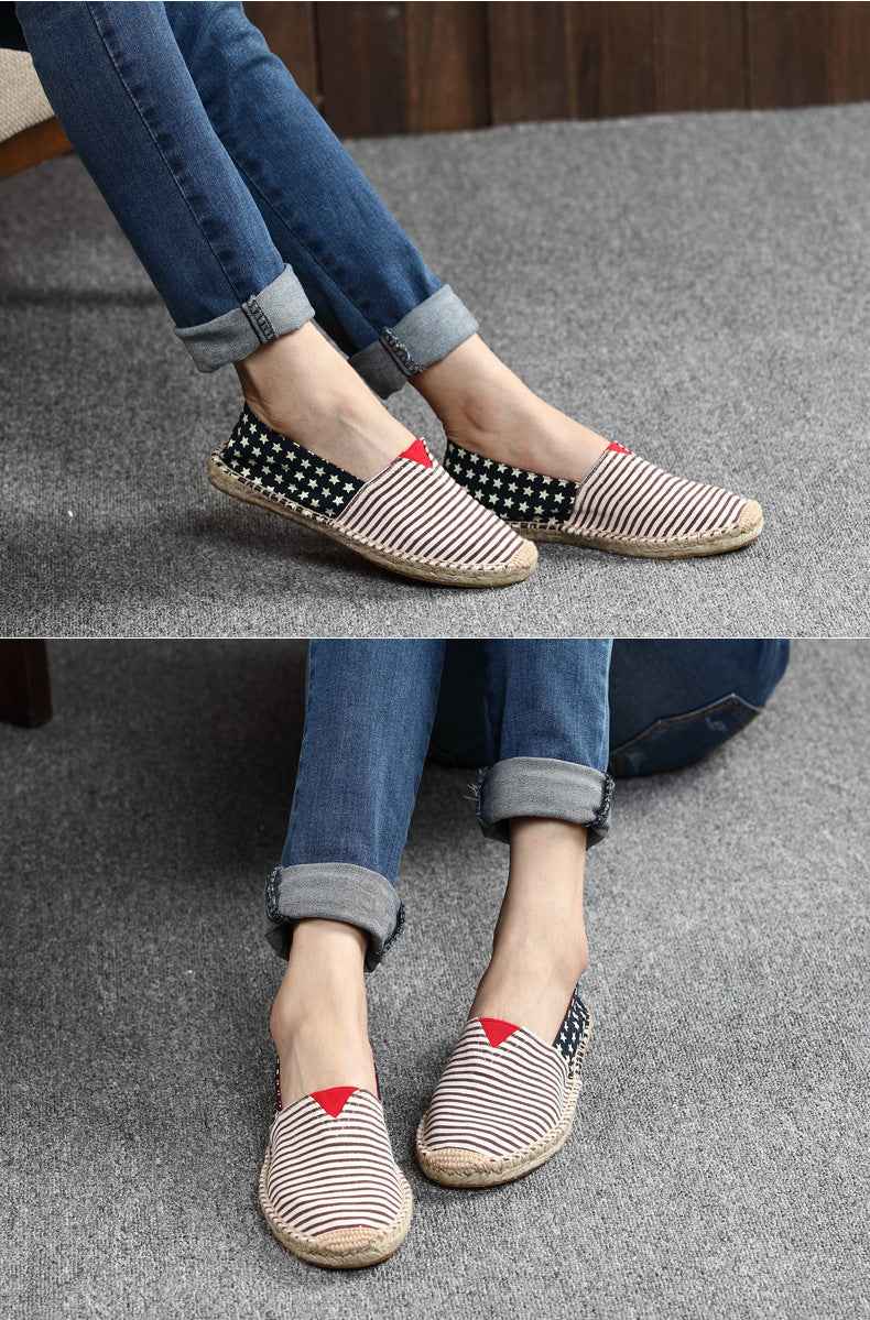 F10001 Spring and Autumn New Linen Shoes Breathable Men and Women Straw Woven Canvas Shoes Handmade Sewing Hemp Rope Shoes Slip-on Shoes
