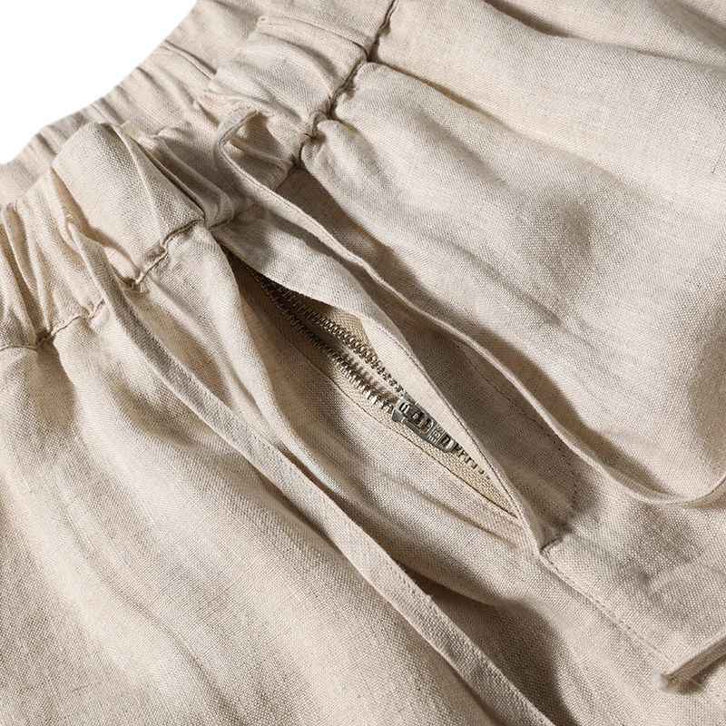 D20001 Breathable and Comfortable 100% Linen Summer Men's Loose Soft Straight-Leg Nine-Point Casual Linen Pants Men's Clothing