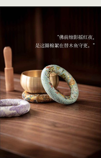 H10002 Nepalese Handmade Sewn Buddha Sound Bowl Mat, Singing Bowl Mat, Copper Bowl Mat, Cotton Cloth Mat, Buddha Sound Bowl Matching Mat