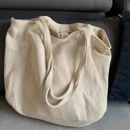 E10001 Large Capacity Korean Style Bag for Women, Diagonal Striped Canvas Commuter Shoulder Handbag, Casual Women's Bag, Simple Lazy Shopping Bag, Trendy