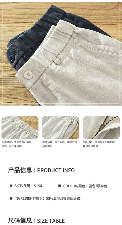 D20004 Summer Thin Linen Casual Pants Men Loose Breathable Elastic Waist Beach Shorts Men's Clothing One Piece Dropshipping